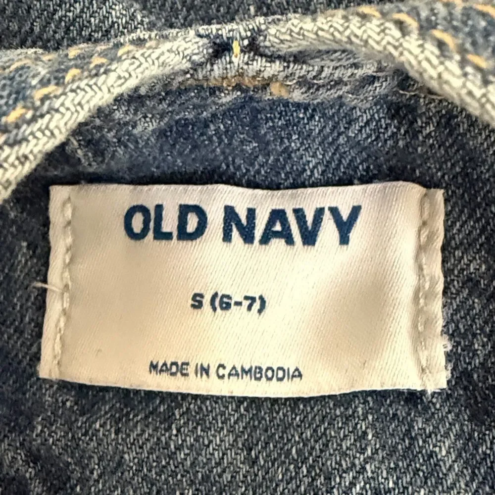 OLD NAVY Denim Overalls Girls Size 6-7 Small Adjustable Straps Kids